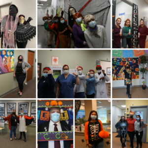 Photo Collage of Staff in Halloween costumes