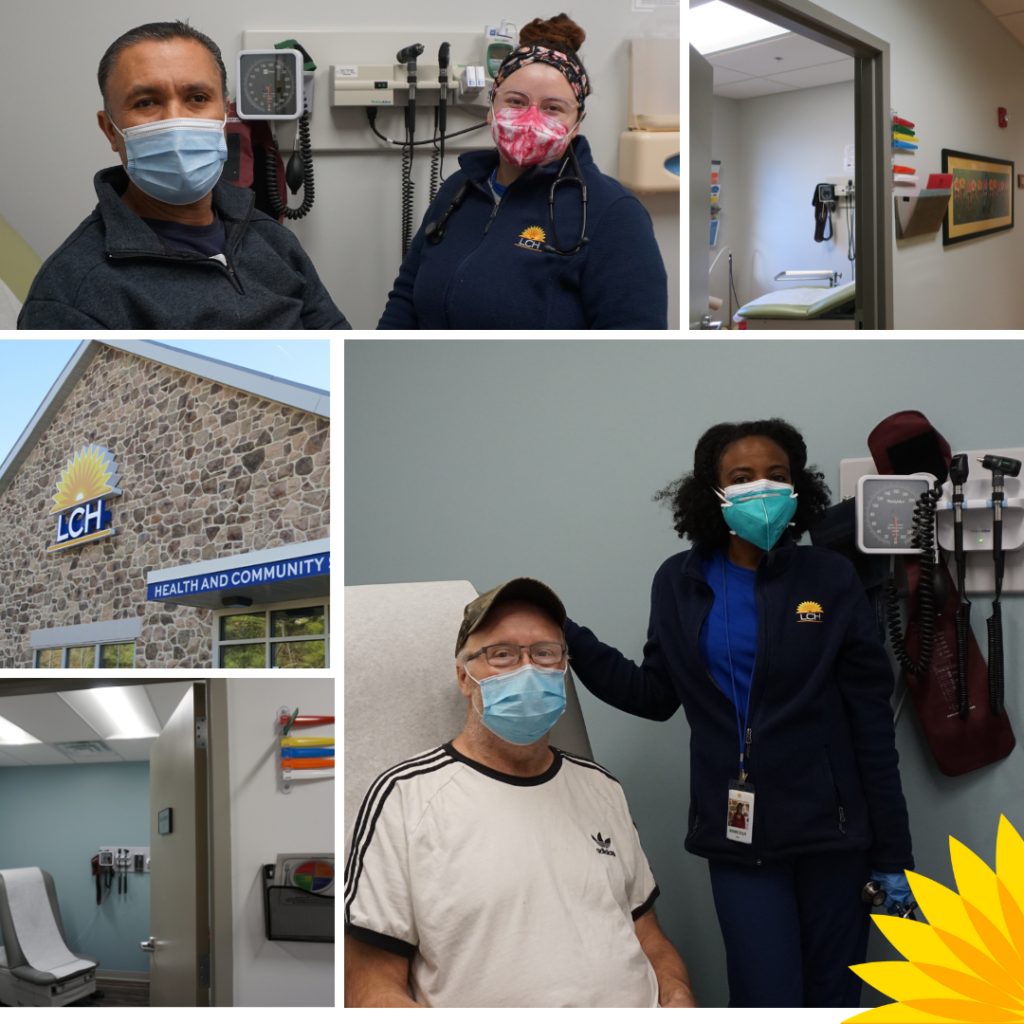 Photo collage of medical staff smiling with patients